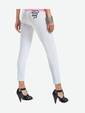 Jamie Saddock Womens Contempo Ankle Golf Pant Size 6 White Stretch Embroidered